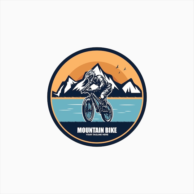 Mountainbike Silhouette logo fiets downhill vintage logo illustratie vector