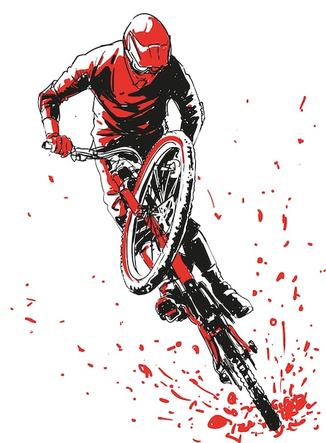 mountainbike vectorillustratie, downhill fiets illustraties