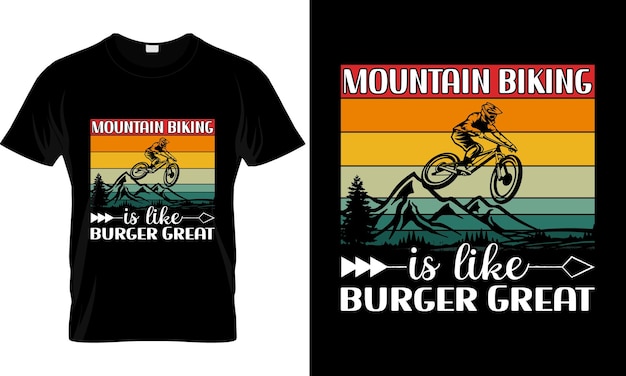 Mountainbiken is als een hamburger geweldige tshirt berg tshirt ontwerp illustratie premium vector