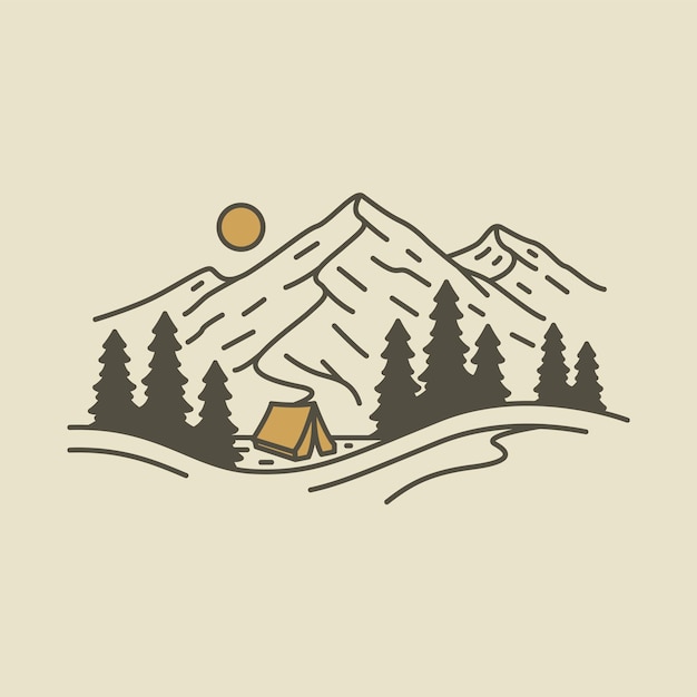 Mountains and camping graphic illustration vector art tshirt design