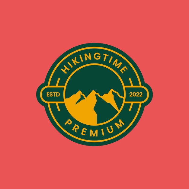 Vettore di progettazione del logo minimo del distintivo del cerchio delle montagne