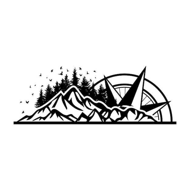 Mountains and compass logo