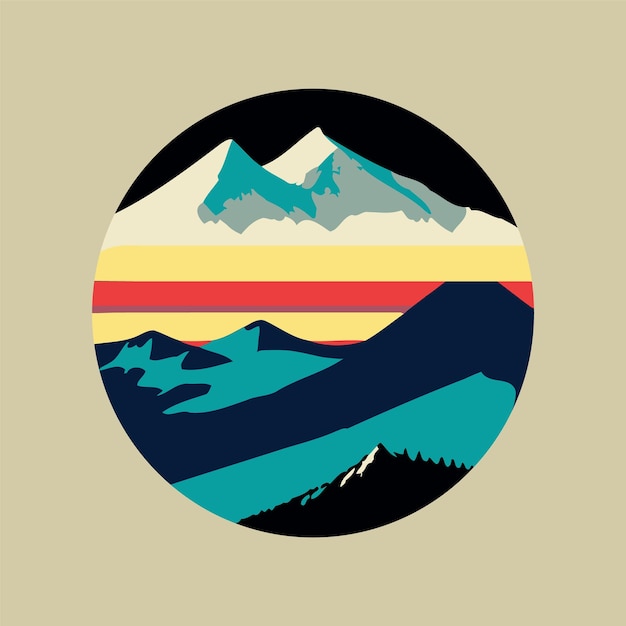 Mountains emblem vector icon for TShirt design