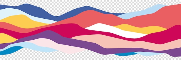 Mountains flat color illustration Colorful hills on transparent background Abstract landscape