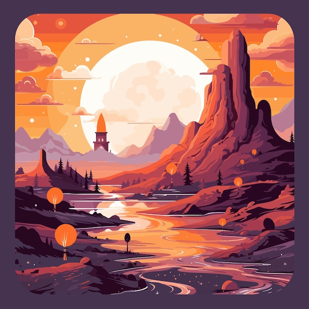 Vector mountains flat design