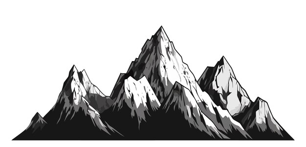 Vector mountains hand drawn rocky peaks vector illustration