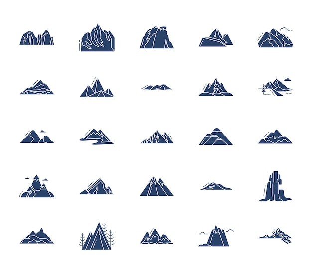 Mountains icon set