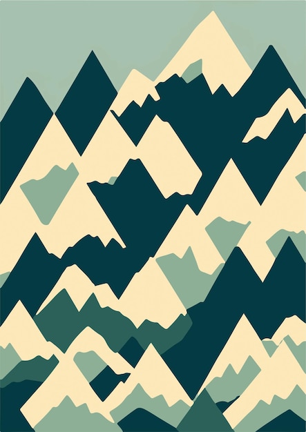 Vector mountains illustration geometric minimalist travel art