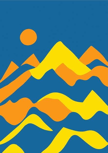 Mountains Illustration Geometric Minimalist Travel Art