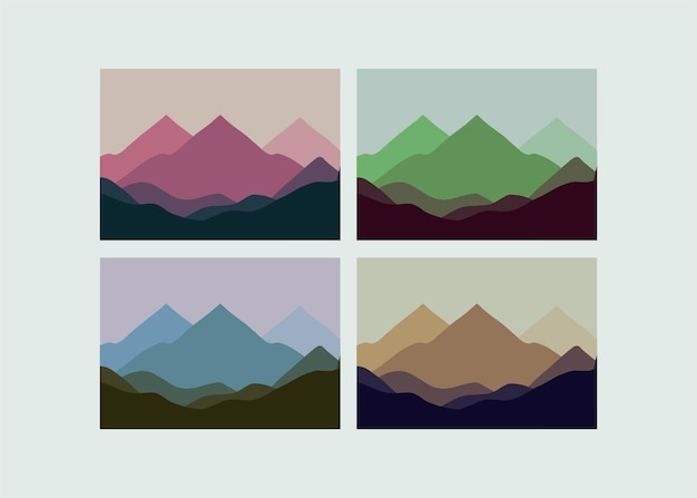 Vector mountains landscape background vector illustration set