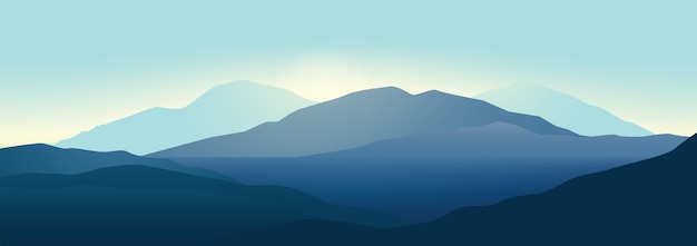 Vector mountains landscape in beautiful colors