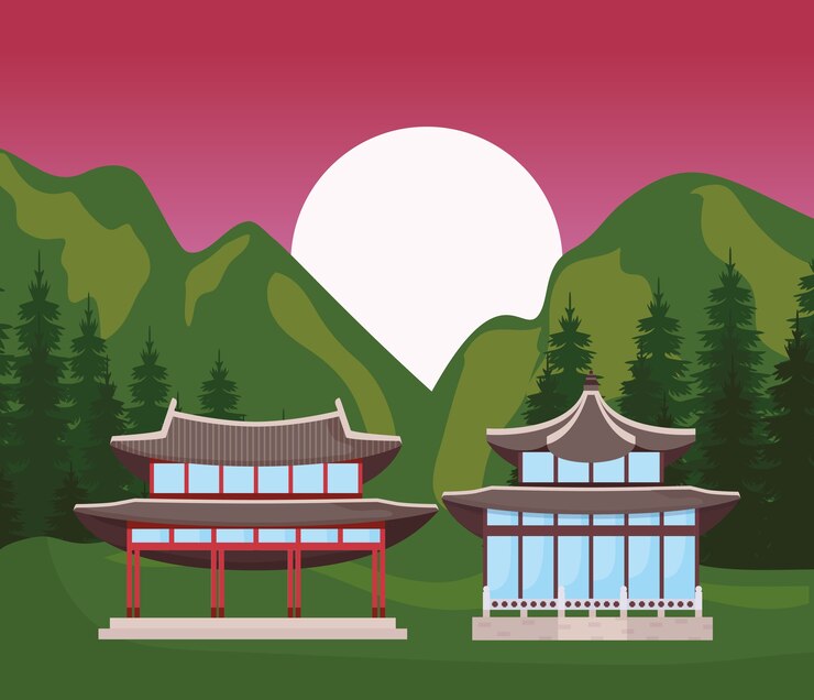 Vector mountains landscape design