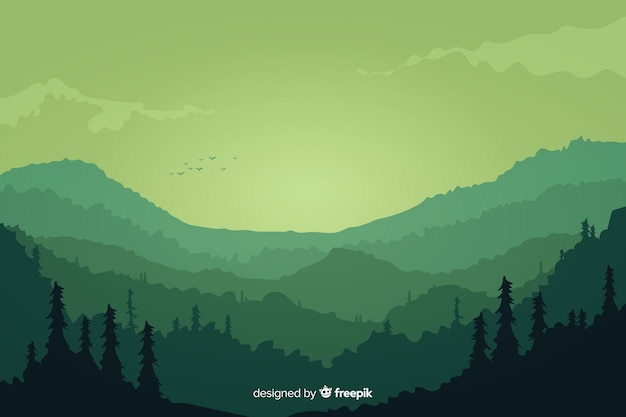 Vector mountains landscape green gradient