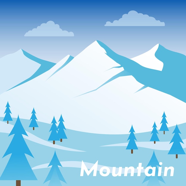 Mountains landscape illustration Vector mountain and forest with hills and trees illustration