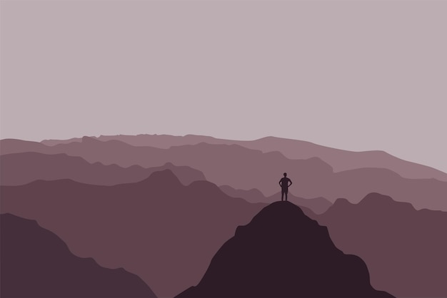 mountains landscape with people vector design illustration nature flat design