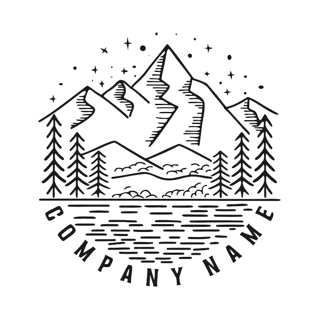 mountains logo line art