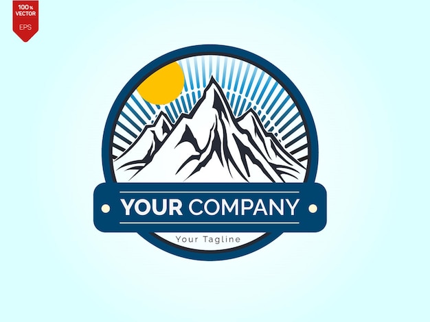 Vector mountains logo set mountain rock outdoor camping climbing hiking travel and adventure badge