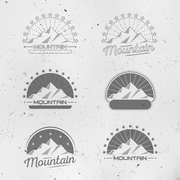 Vector mountains logo set vintage design collection retro typogra