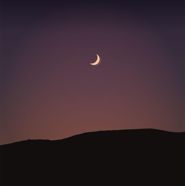 Mountains and moon night view digital wallpaper, mountain illustration, Vector Art