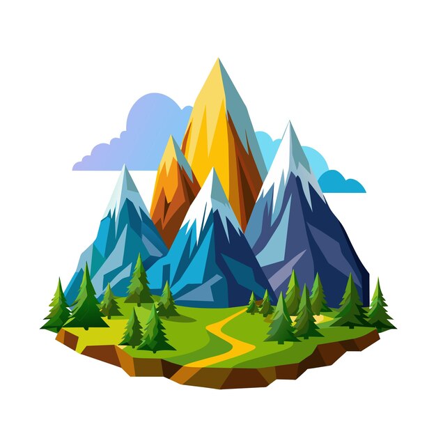 Vettore montagna vetta di montagna cima di collina iceberg paesaggio naturale paesaggio di campeggio e escursioni illustrazione
