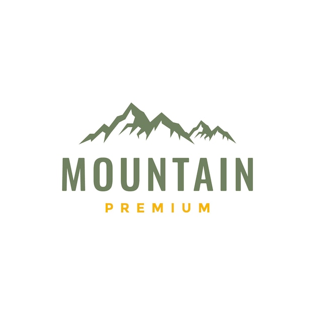 Vector mountains peak high hill nature hike simple hipster colored logo design vector icon