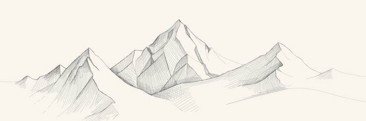 Вектор эскиз горного хребта, стиль гравировки, рисованной.