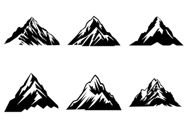 산 실루엣 컬렉션 로고 배지 및 엠블럼 벡터 그림을 만들기 위한 모형