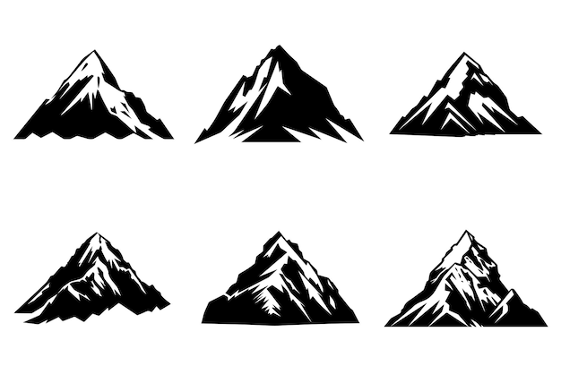 산 실루엣 컬렉션 로고 배지 및 엠블럼 벡터 그림을 만들기 위한 모형