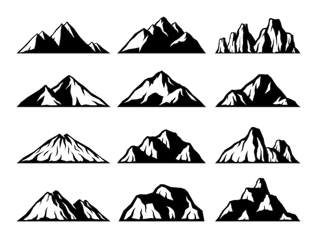 Vector mountains silhouette collection