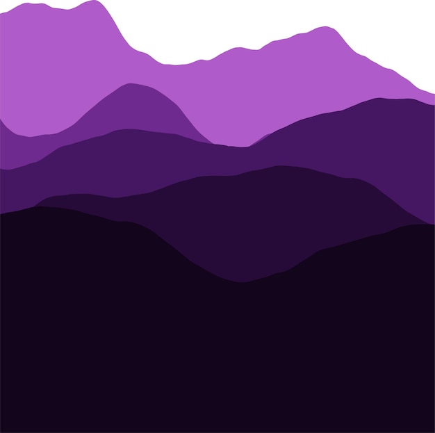 Mountains Silhouette In Violet Shades Isolated Background