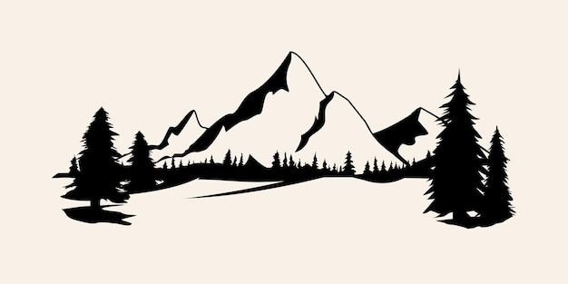 Mountains silhouettes mountains vector mountains vector van outdoor ontwerpelementen mountain landschap bomen dennen vector mountain landschap