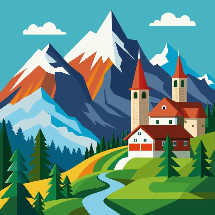 Vector mountains switzerland vector
