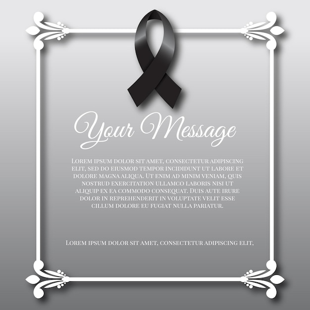 Mourning black ribbon and frame