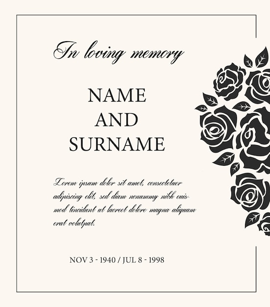 Vector mourning memorial vector funereal card necrologue