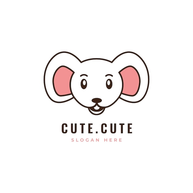 mouse animal cartoon cute face logo design graphic illustration