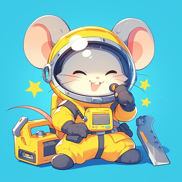 A mouse astronaut cartoon style