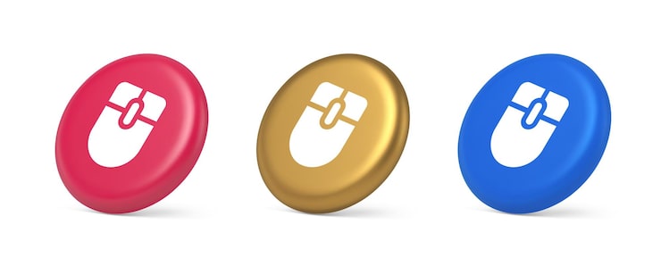 Vector 電腦鼠標滾動裝置指針按點擊控制網絡空間介面 3d 圖標