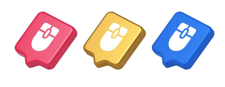 Vector 電腦鼠標滾動裝置指針按點擊控制網絡空間介面 3d 圖標