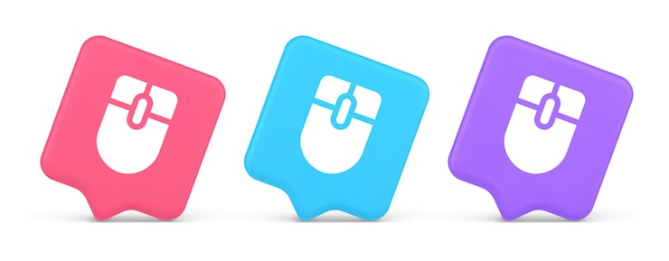 Vector 마우스 컴퓨터 스크롤 장치 커서 버튼 클릭 제어 사이버 공간 인터페이스 3d 아이콘