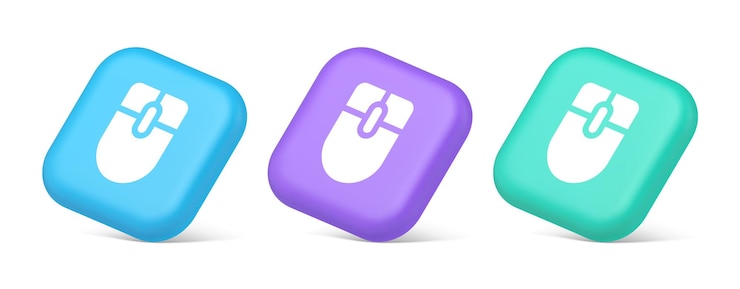 Vector mouse computer scrolling device cursor button click control cyberspace interface 3d isometric icon