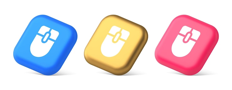 Vector mouse computer scrolling device cursor button click control cyberspace interface 3d realistic icons