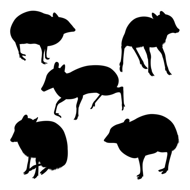 Vector mouse deer animal silhouettes