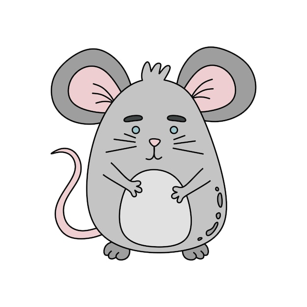 Illustrazione di colore di vettore di doodle del mouse isolata su un bianco