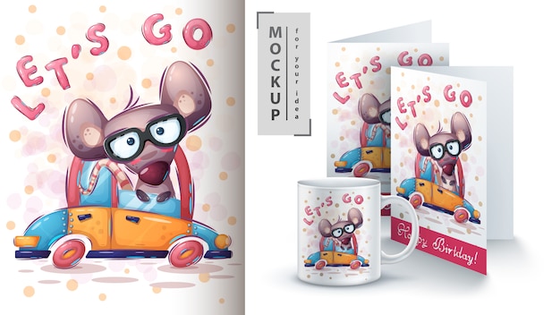 Mouse drive illustration and merchandising