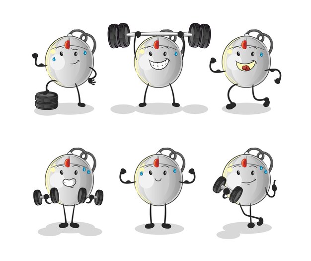 The mouse exercise set character. cartoon mascot vector