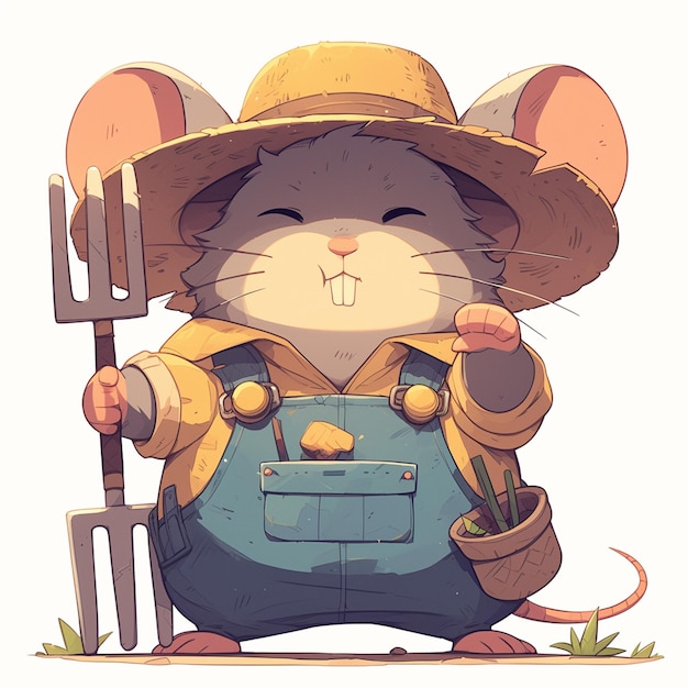 Vector a mouse farmer cartoon style