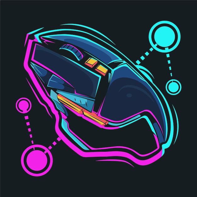 Mouse gaming cartoon illustration Premium Vector