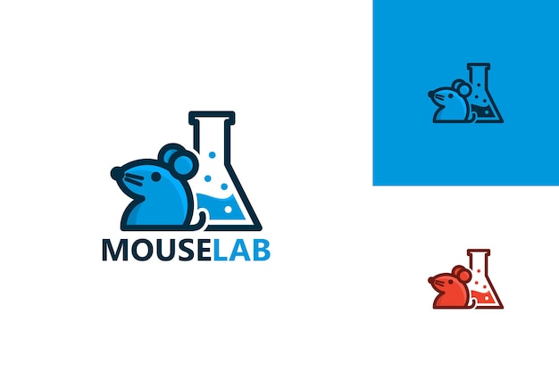 Mouse lab logo character template design vector, emblem, design concept, creative symbol, icon