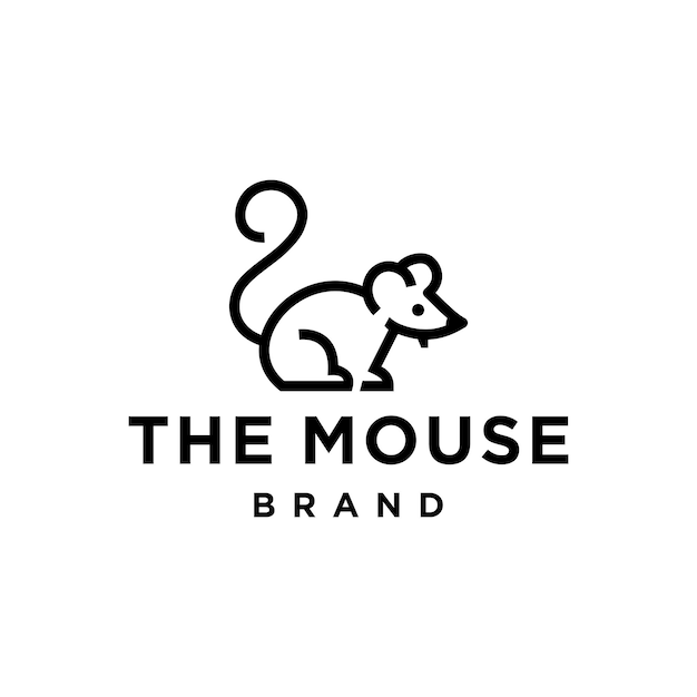 Логотип мышиной линии милый маленький крысиный вектор иконок маленькие мыши в модном очертании линии художественного стиля вектор плохо