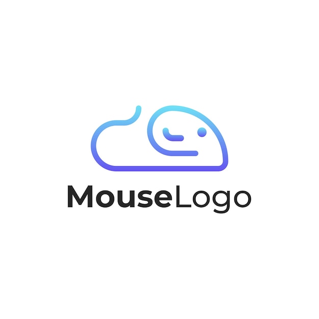 Vettore del logo del colore sfumato blu del contorno della linea del mouse